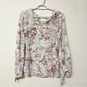 Anthropologie Maeve Pernille Floral Sleeve Tie Top Size Medium Women's